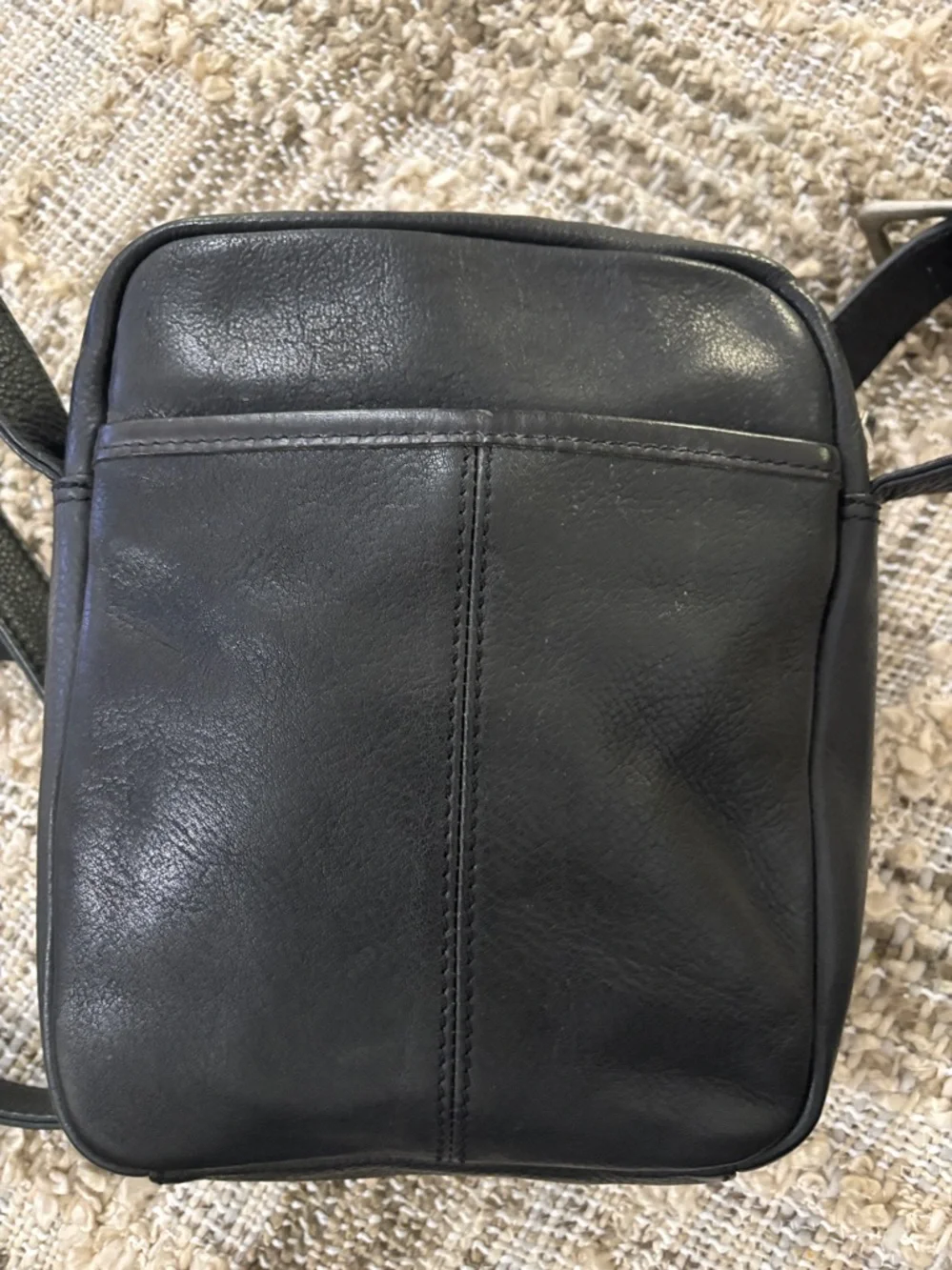 Fossil Expedition co. Black Leather Messenger Rare Vintage Crossbody Bag